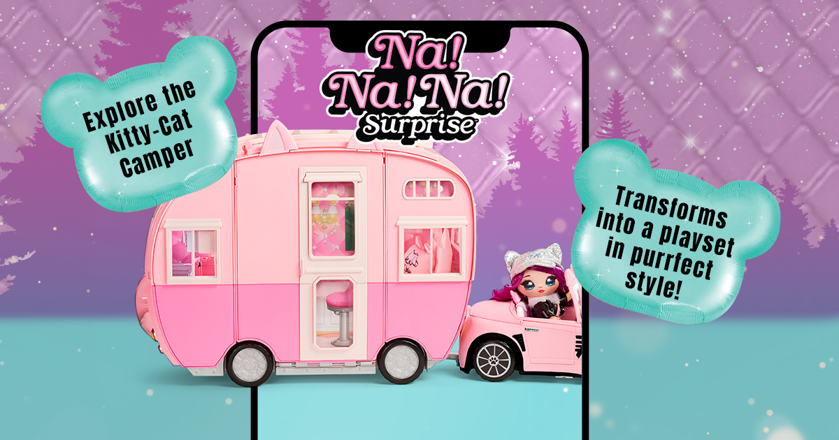Na! Na! Na! Surprise Kitty-Cat Camper Commercial featuring Hitch, Kitchen,  Shower, Wheels 